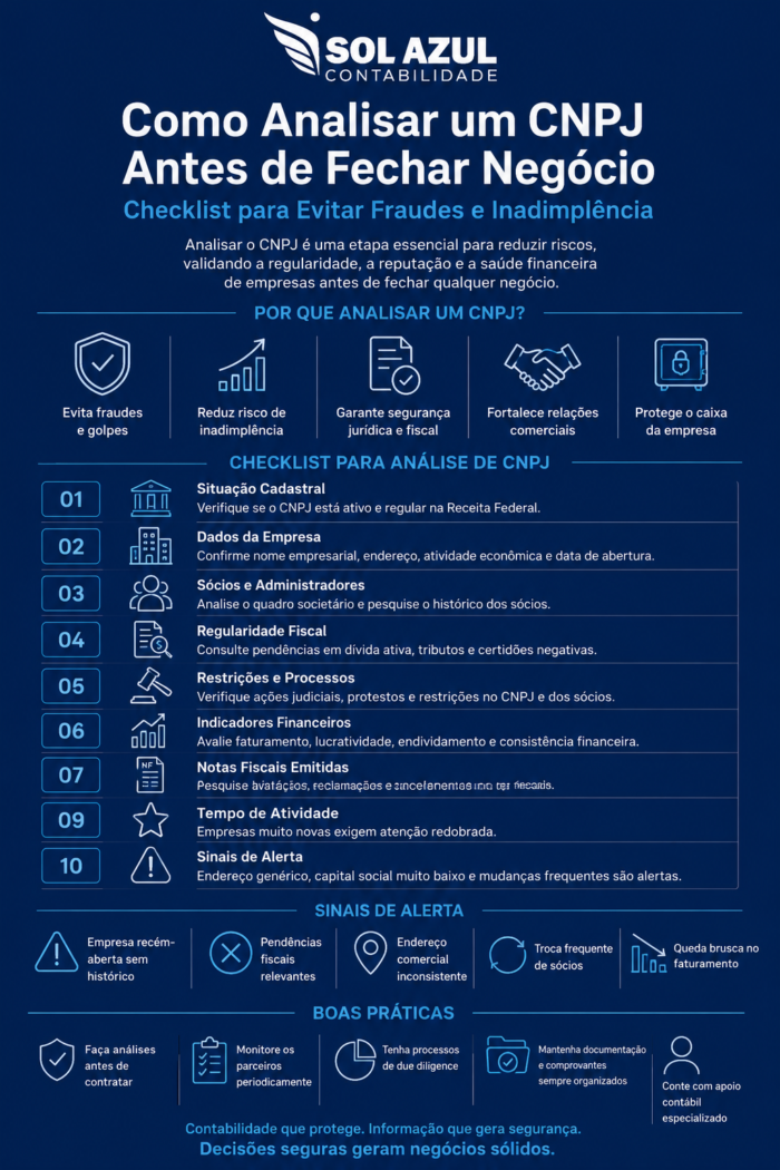 analisar CNPJ antes de fechar negócio. Sol Azul contabilidade